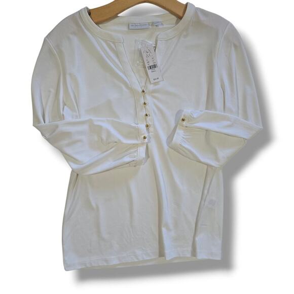New York & Company Women’s White Stretch Blouse Small NWT Polyester Blend Top - Picture 4 of 8